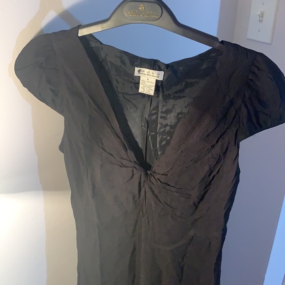 Silk black cocktail midi dress - Picture 2 of 7